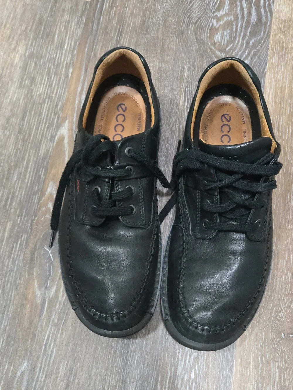 Ecco Men's Black Leather Lace-Up Derby Shoes